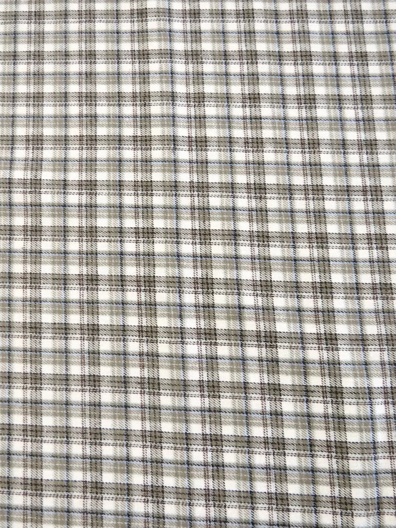 Tartan Plaid Uniform Apparel Flannel Fabric / Sage/White / Sold By The Yard