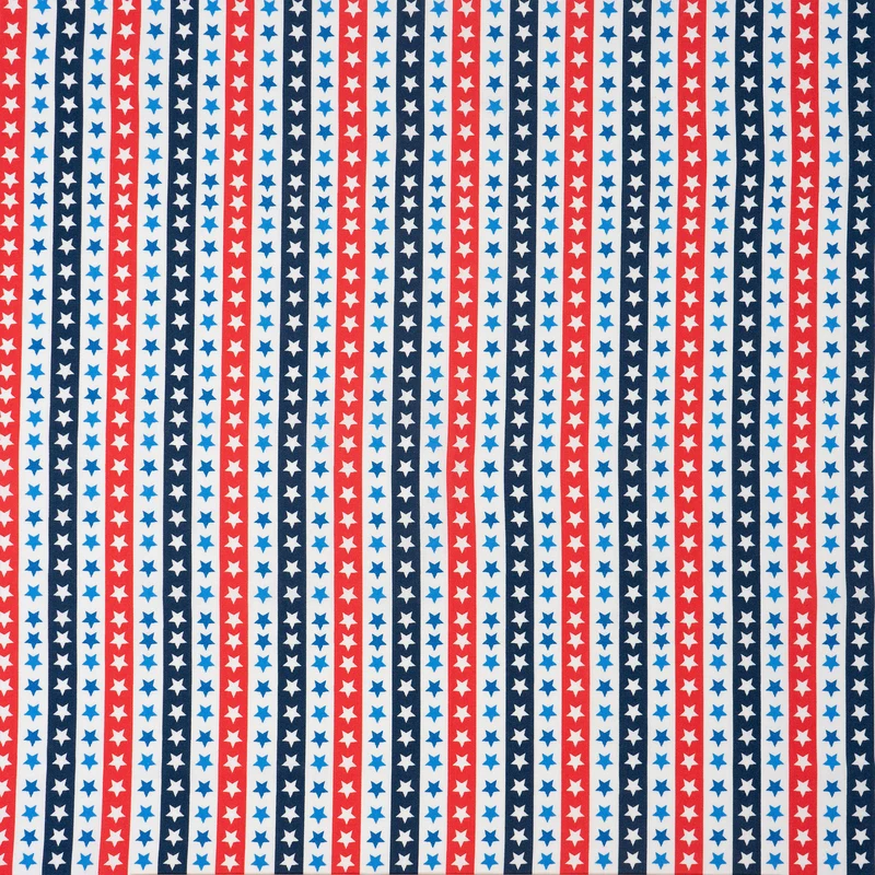 SINGER® Fabric, 100% Cotton, Red White And Blue Stars In Line, Cut by the Yard