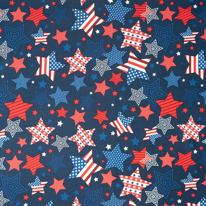 SINGER® Fabric, 100% Cotton, Stars Allover On Navy, Cut by the Yard