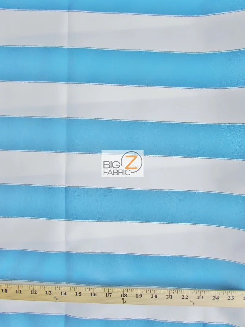 2 Tone Stripe Deck Canvas Outdoor Waterproof Fabric / Aqua/White / Sold By The Yard Closeout!!!