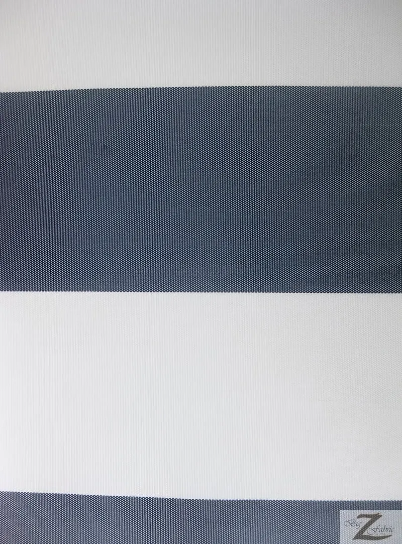 4" Stripe Canvas Deck Outdoor Waterproof Anti-uv Vinyl Fabric / Dark Gray/Ivory / Sold By The Yard