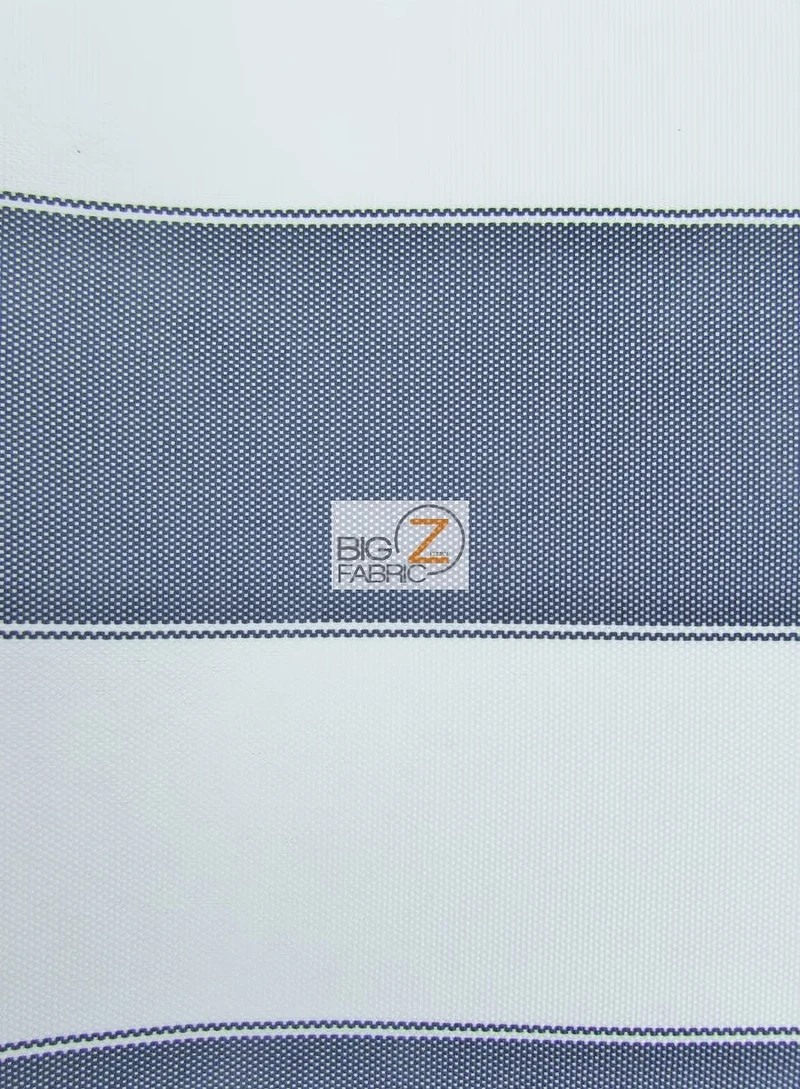 2 Tone Stripe Deck Canvas Outdoor Waterproof Fabric Fabric / Navy/White / Sold By The Yard Closeout!!!