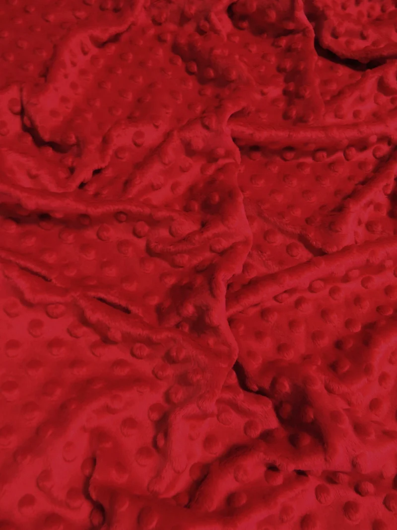 Red Minky Dimple Dot Baby Soft Fabric / Sold By The Yard