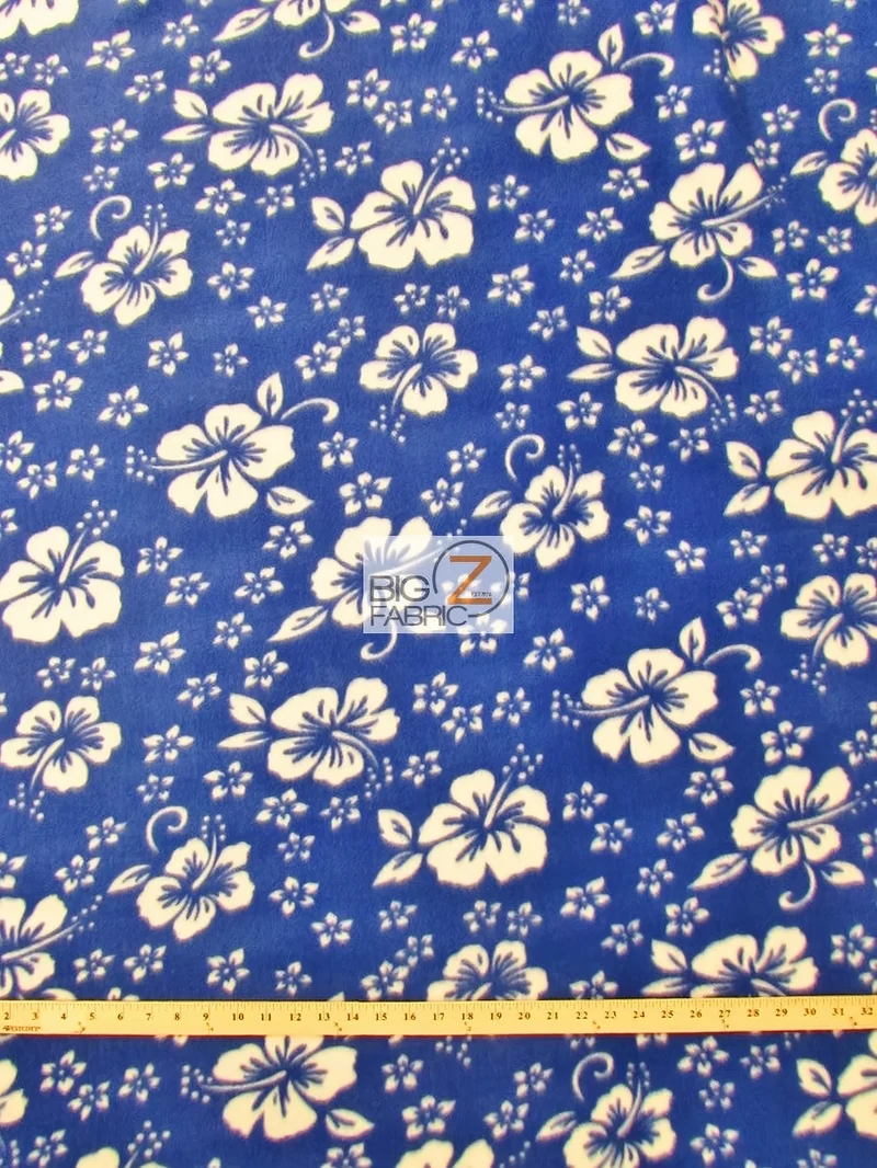 Flower Hawaiian Blue Fleece Fabric