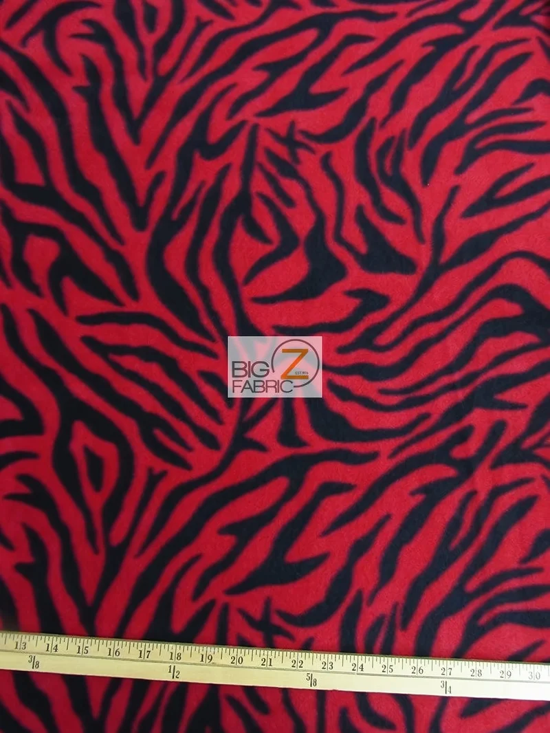 Animal Zebra Print Red Fleece Fabric