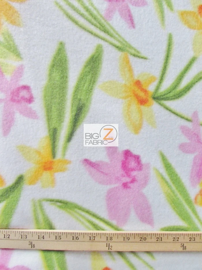 Spring Floral Rosette Fleece Fabric