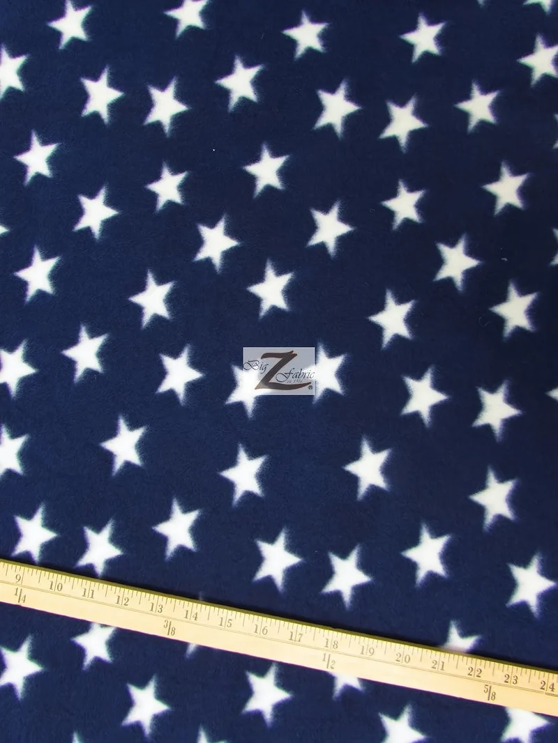 Stars Blue and White Fleece Fabric