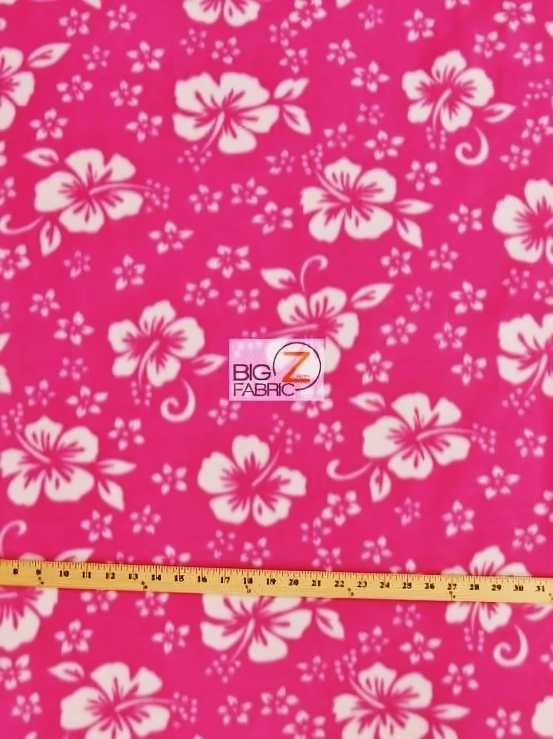 Flower Hawaiian Fuchsia Fleece Fabric