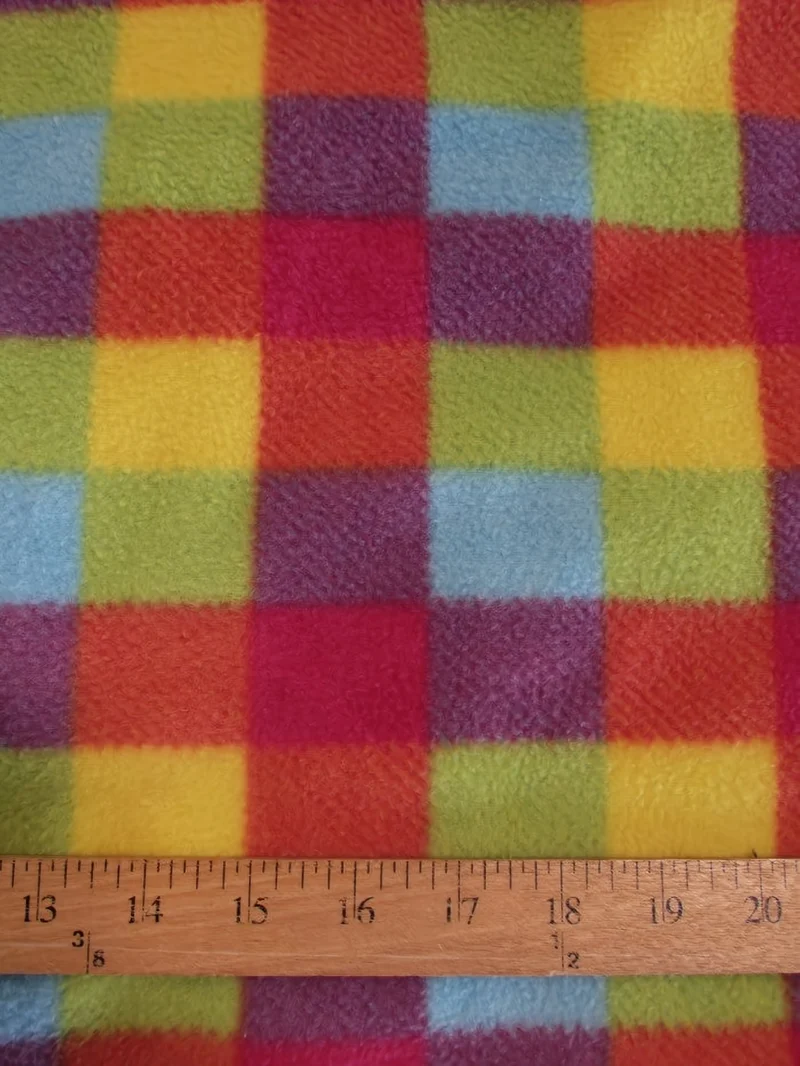 Fruity Rainbow Checkered Fleece Fabric