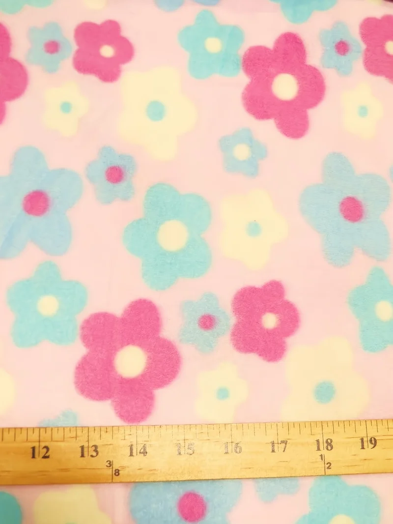 Floral Multi-Color Pink Fleece Fabric