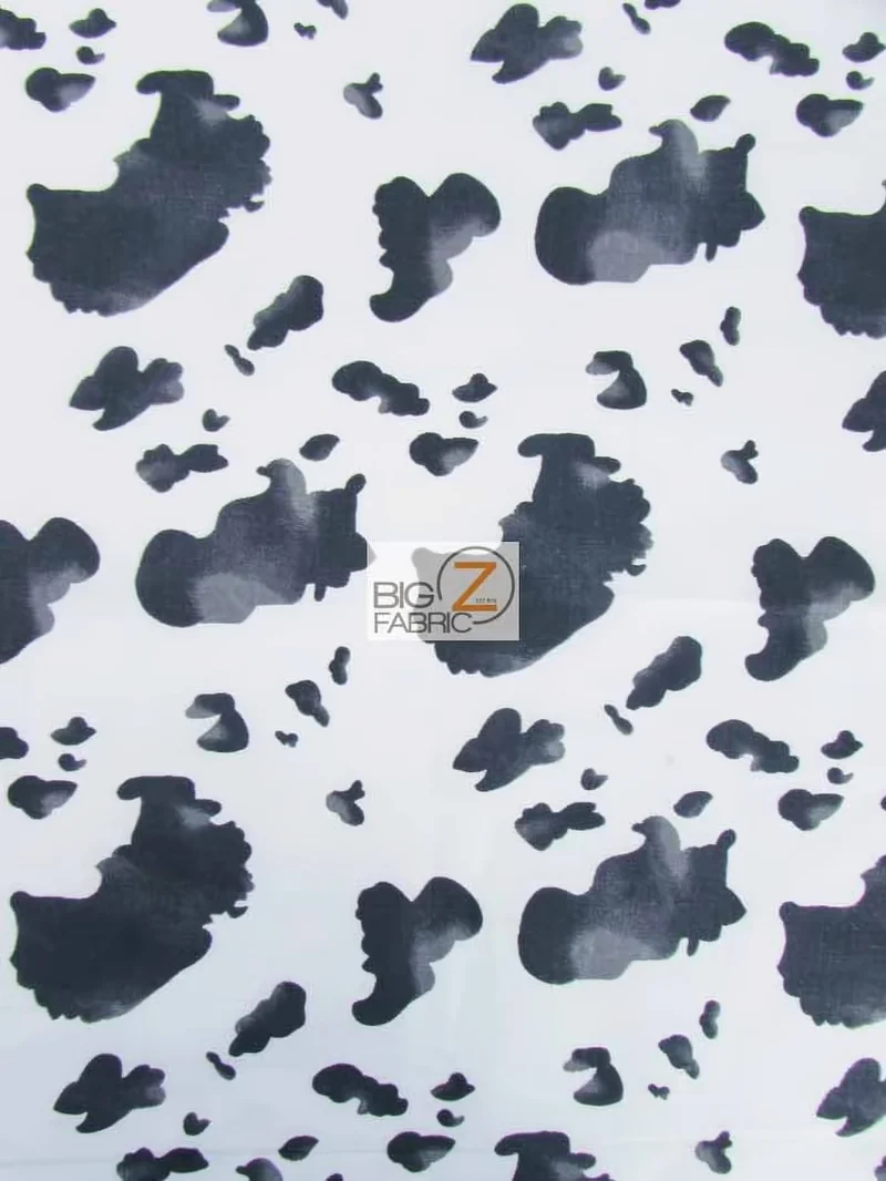 Black and White Cow Print Polyester Cotton Fabric