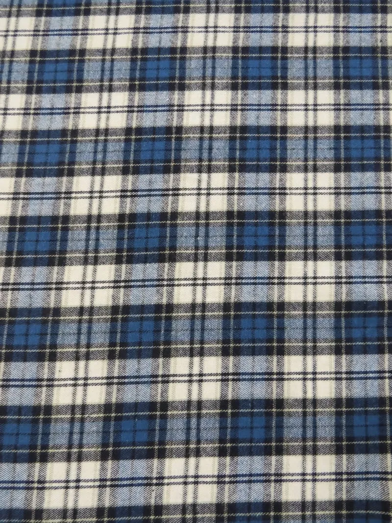 Tartan Plaid Uniform Apparel Flannel Fabric / Blue/White/Black