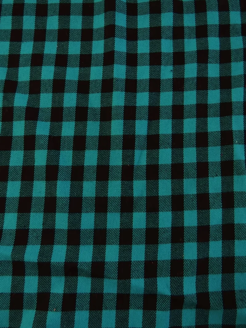 Buffalo Plaid Flannel Fabric Turquoise/Black
