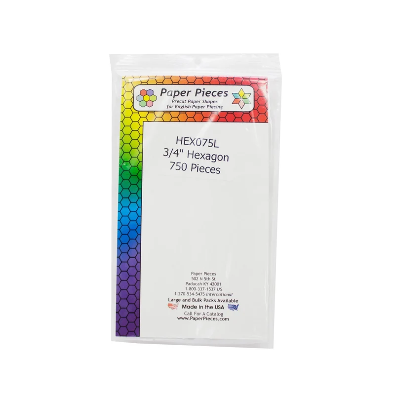 Paper Piece Hexagon Pack 3/4in 750pc