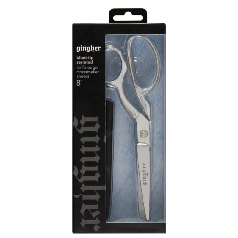 Gingher 8in Serrated/Knife Edge Dressmakers Shears Blunt Tip