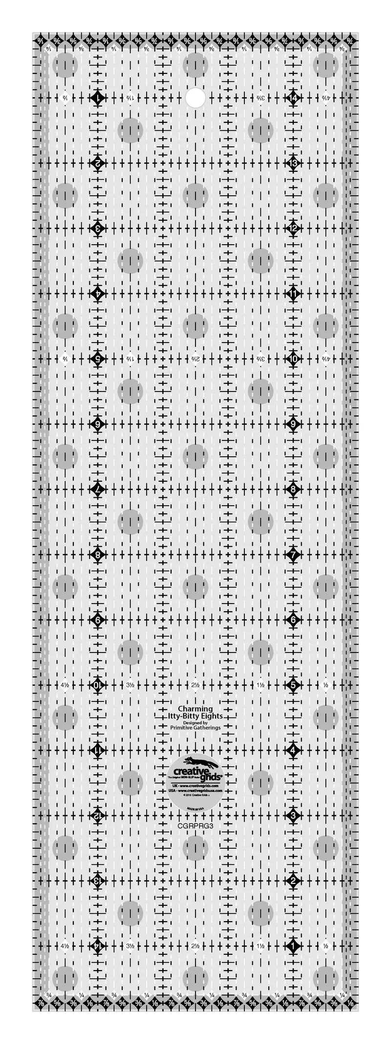 Creative Grids Charming Itty-Bitty Eights 5in x 15in Quilt Ruler