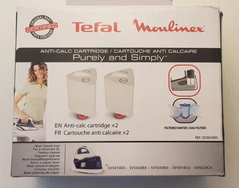Filtro a cartuccia anticalcare per ferro da stiro Tefal e moulinex xd9030e0