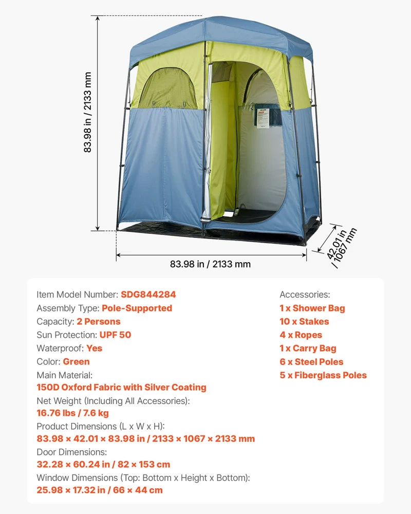 VEVOR Carpa De Baño Y Regadera Para Camping De Uso Comercial