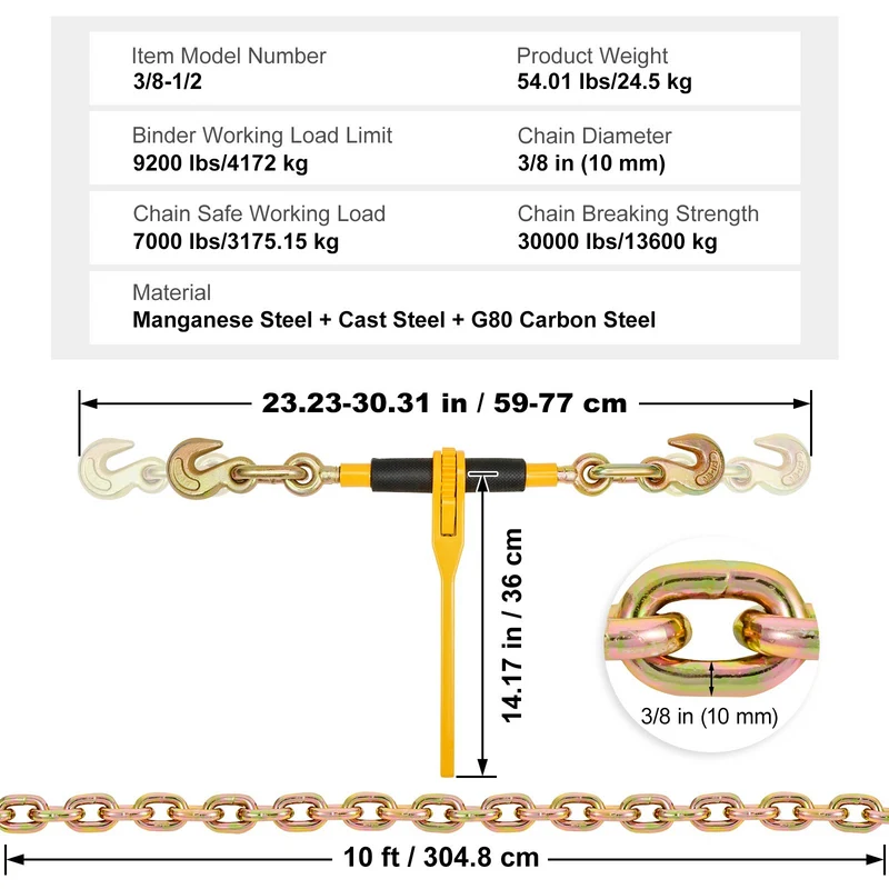 VEVOR Kit De Cadenas Y Tensores 9200lb Para Uso Profesional