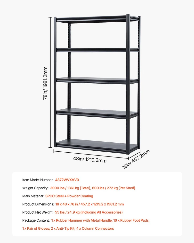 VEVOR Estantería Metálica 3000lb De Calidad Industrial Pro