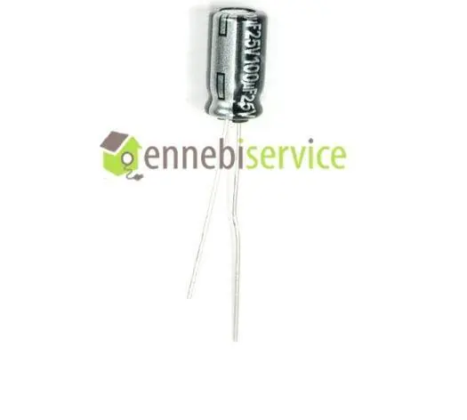 Condensatore radiale 100uf-25v ,3x11,2mm rm 2,5mm Panasonic