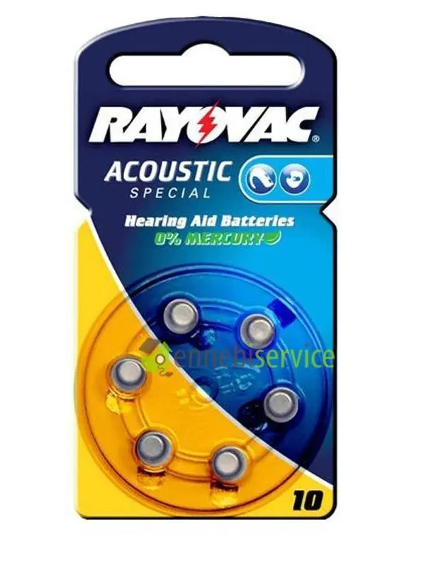 Blister 6 batterie acustiche da10 gialla 1 4 z-n aria Varta