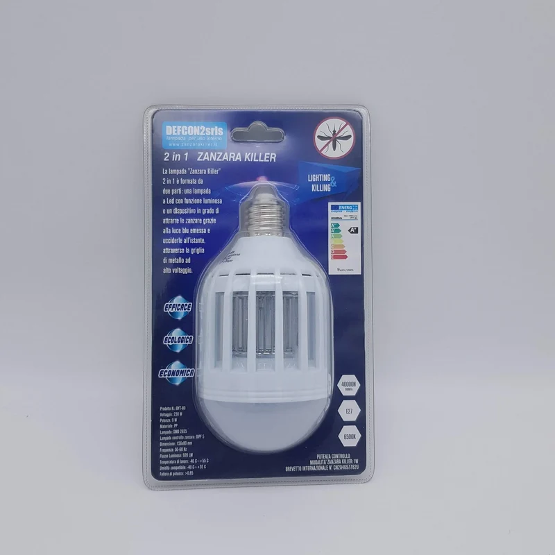 Lampada risparmio zanzara killer luce fredda e27 8w a+ Ennebiservice