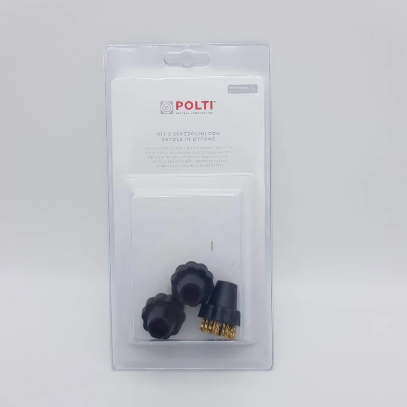 Serie 3 spazzolini tondi ottone per vaporetto Polti