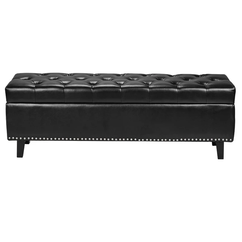 Banco otomano VEVOR capitoné cuero patas madera maciza ideal