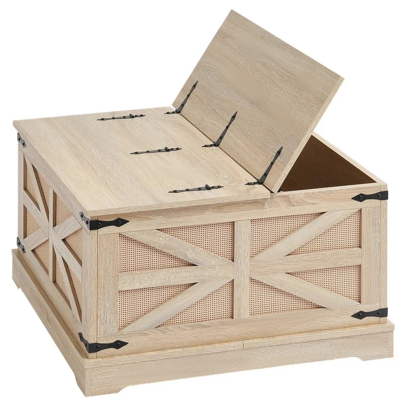 Mesa de centro VEVOR ratán PE tejido tablero MDF 81 cm retro