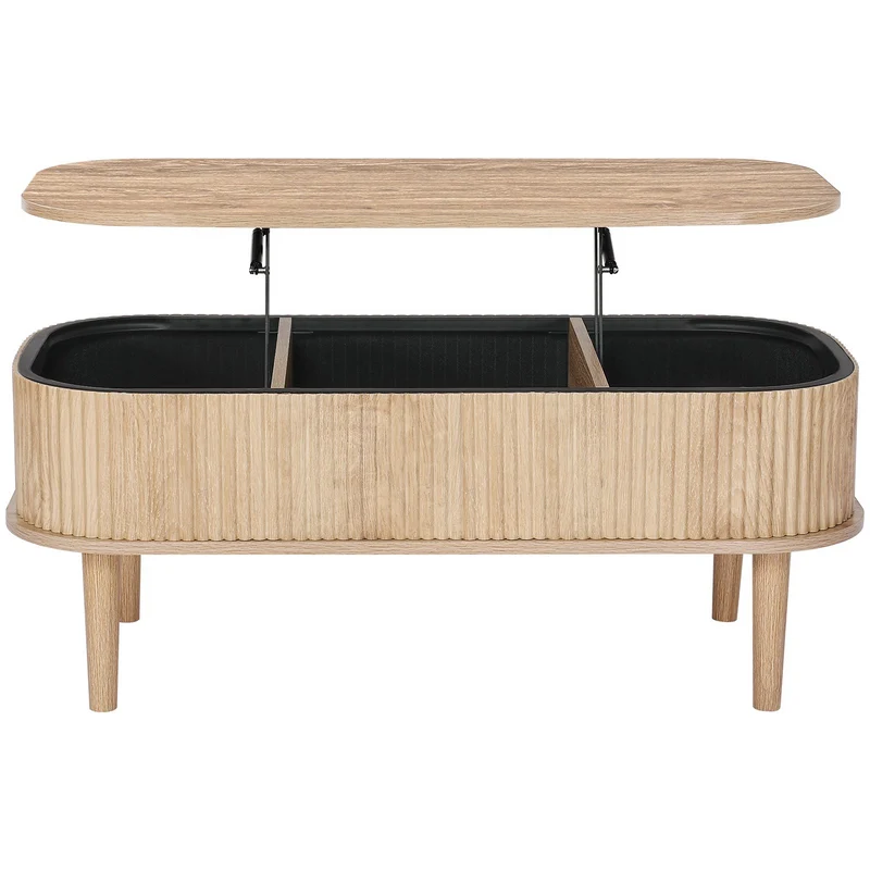 Mesa de centro VEVOR 99,4 cm tapa elevable ovalada 3 madera