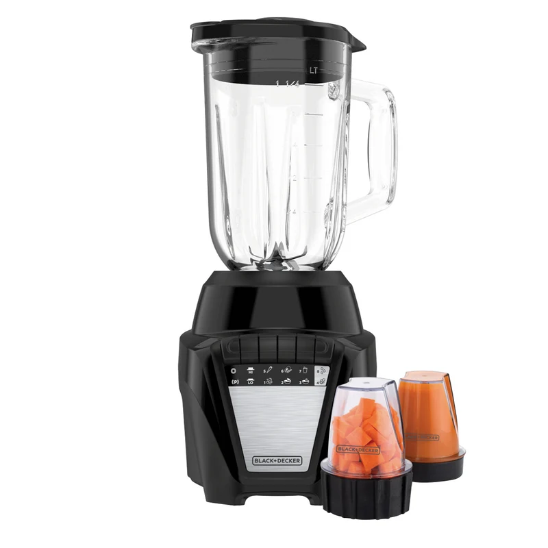 Licuadora Black & Decker Ice Crush | 700W | 1.25 Litros | Jarra de Vidrio | 8 Velocidades | 2 mini-procesadores
