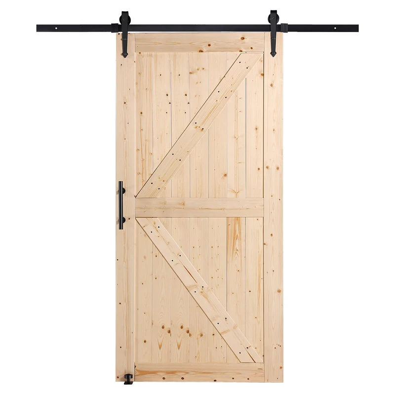 Puerta corrediza de granero VEVOR kit 42 x 84 madera suave 8