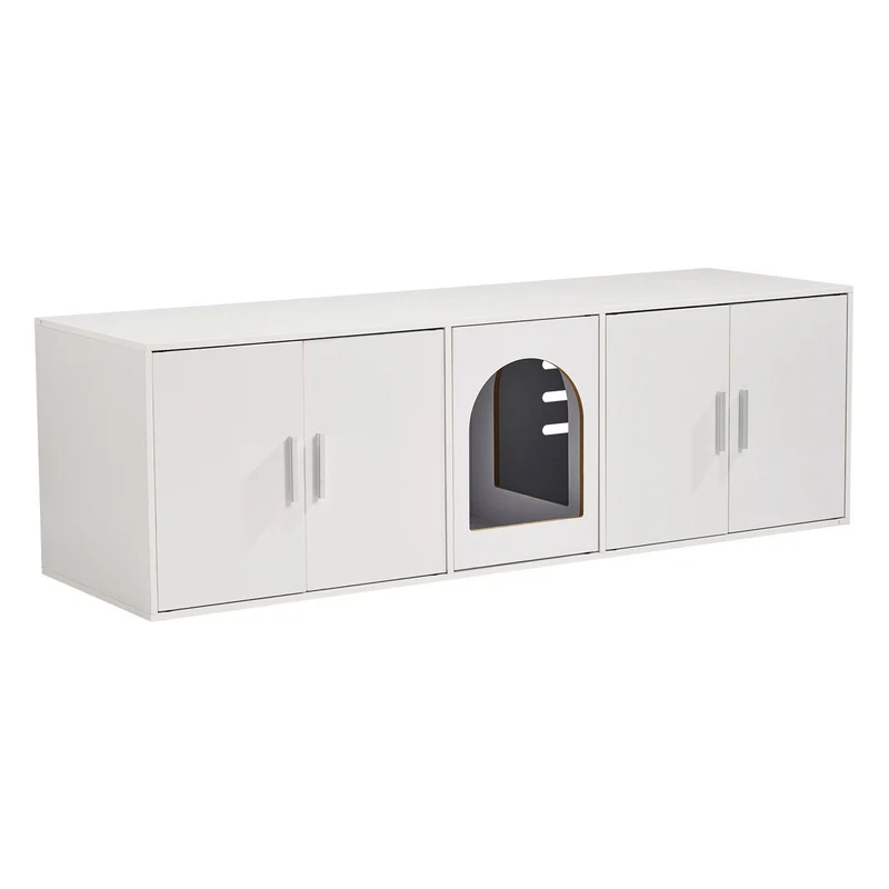 Caja de arena VEVOR 2 gatos mueble oculto madera 147 cm 46,5
