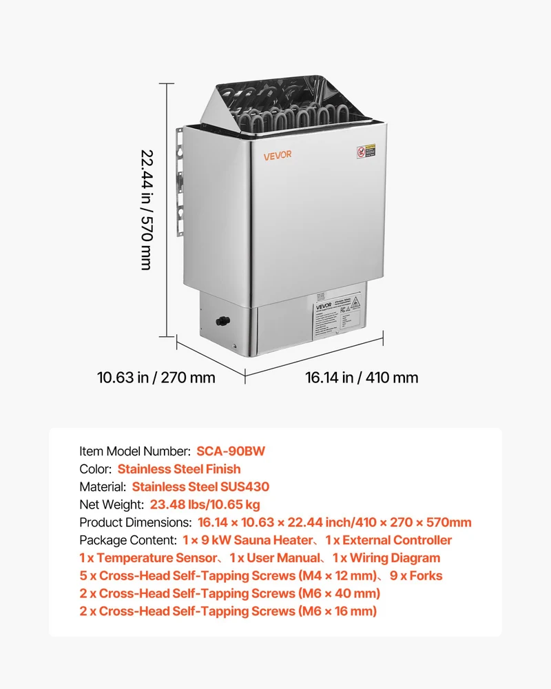 VEVOR Calentador Para Sauna 9KW 240V De Calidad Industrial