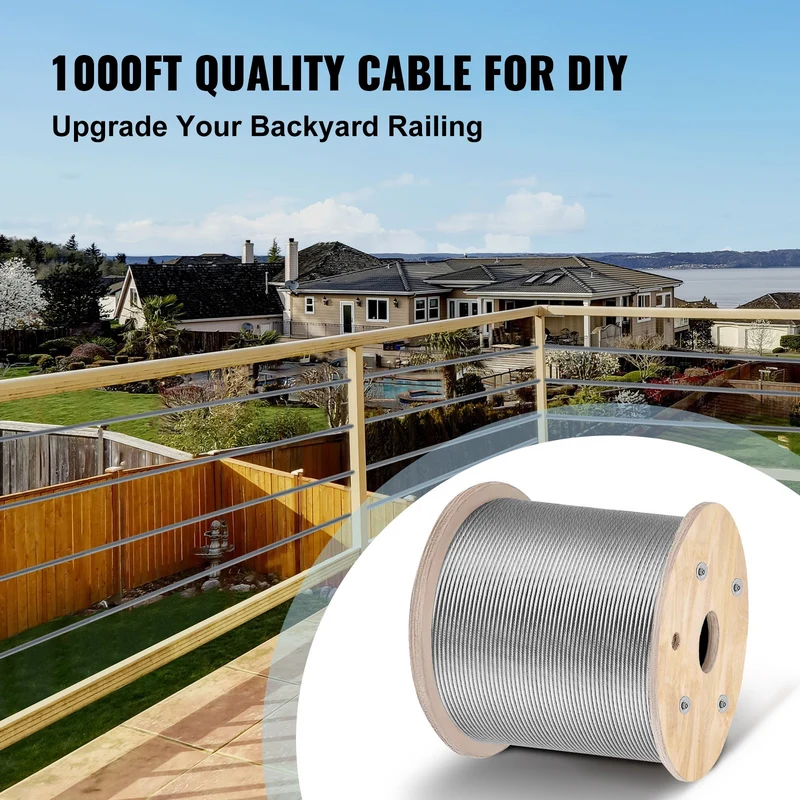 VEVOR Cable De Acero Inoxidable 1x19 1000ft De Uso Comercial