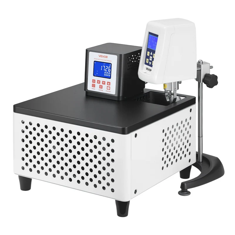 Baño de agua VEVOR para viscímetro, de 23 a 212°F, tanque de 5.51" x 5.51", control PID, baño termostático de circulación interna y externa, compatible con distintos viscímetros rotacionales de laboratorio