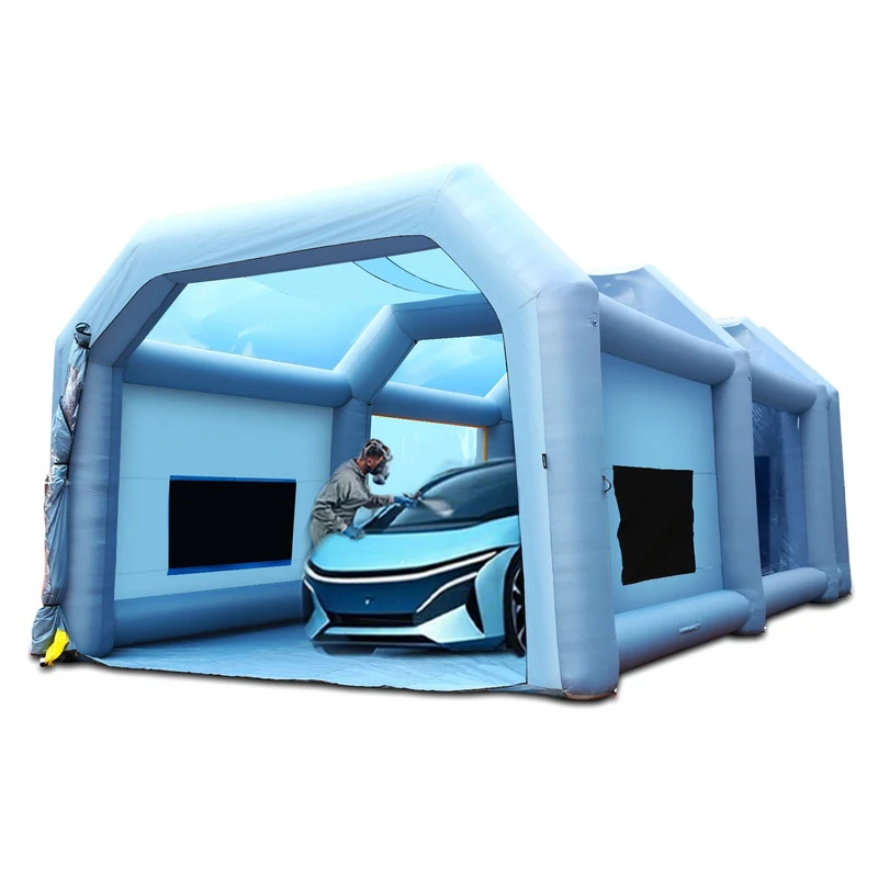 Cabina de pintura inflable VEVOR, 33x20x13 ft, carpa de pintura con sopladores potentes de 950W+1100W y sistema de filtrado de aire, para taller, estacionamiento y garaje de motos
