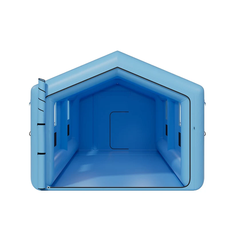 Cabina de pintura inflable VEVOR, 39.37 x 16.40 x 13.12 ft, con sopladores de 950W+1100W, sistema de filtrado de aire y techo triangular, para pintar autos, camiones, muebles y hojalatería