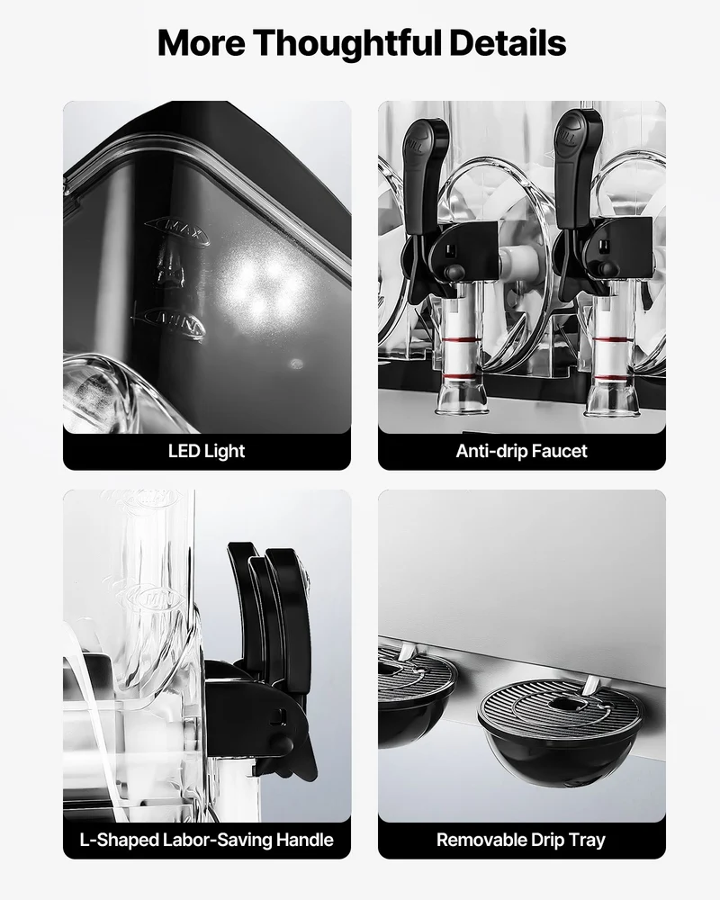 Máquina comercial de bebidas congeladas VEVOR, 15L x3 de triple tanque, 180 vasos, máquina de raspados y margaritas en acero inoxidable, para casa, fiestas, restaurantes, cafés y bares