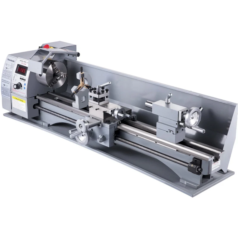 Torno para metal VEVOR, mini torno 210x720, cambio de velocidad variable a 2500 RPM, 750W de precisión, con motor sin escobillas, máquina para trabajar distintos metales