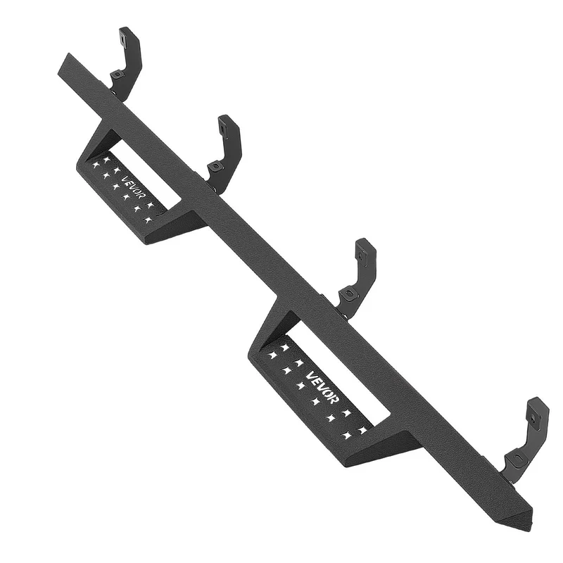 Estribos VEVOR de 4 in, escalones laterales compatibles con Chevy GMC 1500/2500HD/3500HD Crew Cab 2019-2025, barras de acero al carbono negro, capacidad de 550 lbs, superficie antiderrapante con recubrimiento anticorrosivo