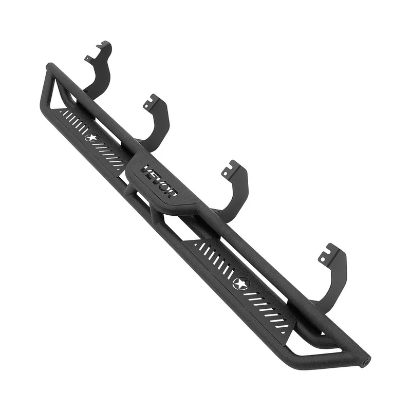 Estribos VEVOR de 6 in, escalones laterales compatibles con Toyota Tundra CrewMax Cab 2022-2025, barras de acero al carbono negro, capacidad de 550 lbs, superficie antiderrapante calada con recubrimiento anticorrosivo