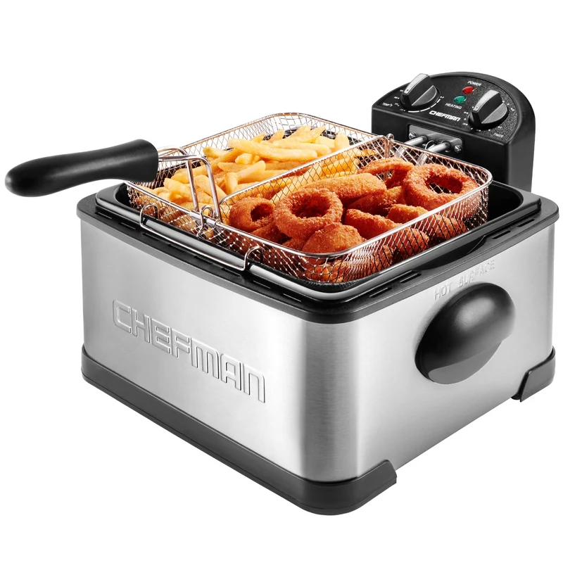 Freidora de Aceite Chefman Jumbo Deep Fryer RJ07-45-SS-D-MX | 4.5 Litros | Doble Canasta