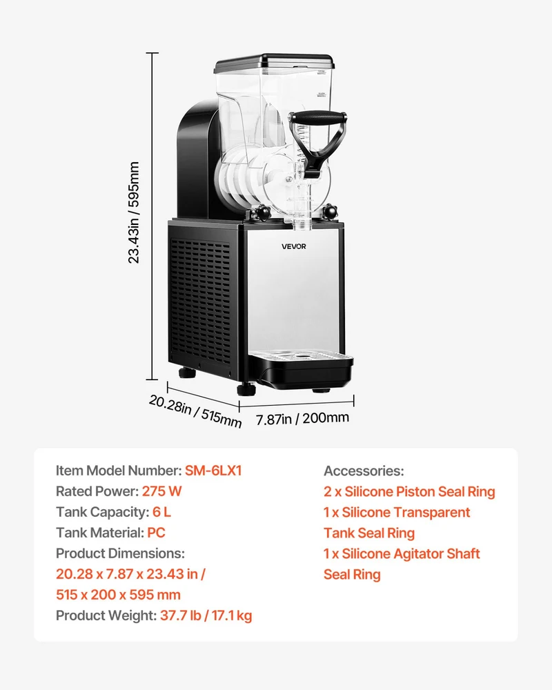 VEVOR Máquina De Granizados 6L 1.6Gal Para Uso Profesional