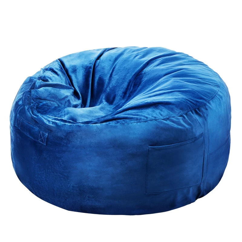 Puff VEVOR, sillón redondo de 3 ft con funda desmontable y lavable, relleno de espuma viscoelástica 25D, terciopelo holandés suave, para recámara o cuarto de juegos, azul