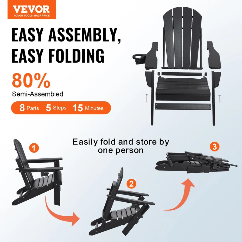 Silla Adirondack de plástico VEVOR juego 2 sillas todo clima