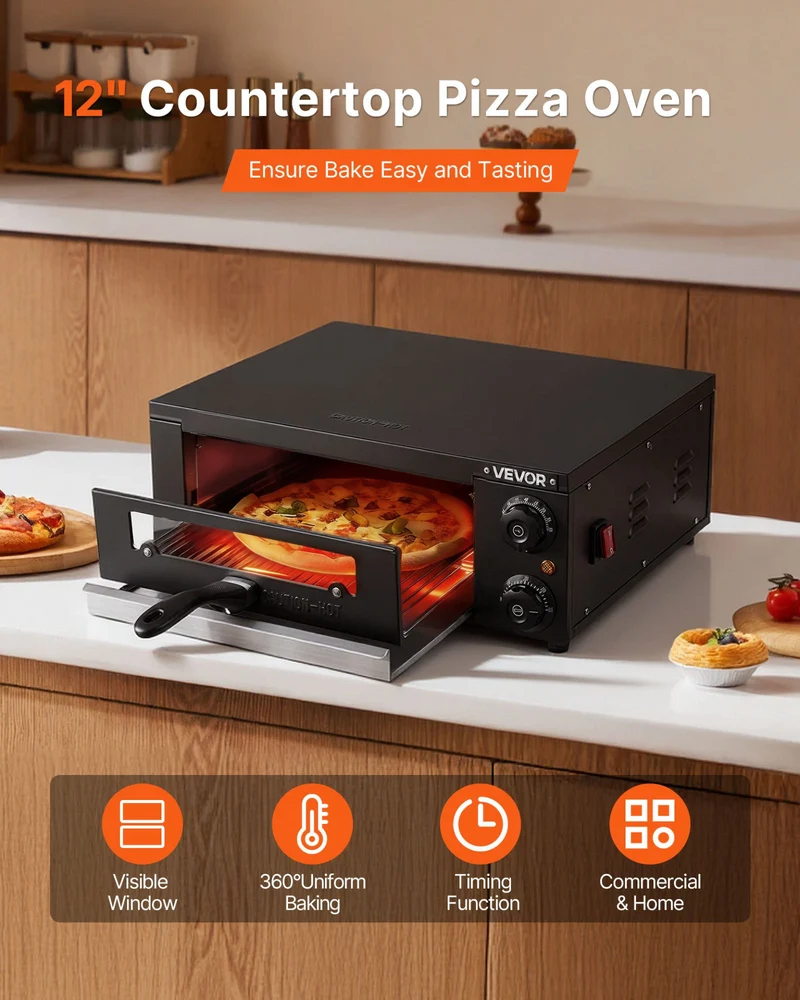 Horno eléctrico para pizza VEVOR mesa 12 25 300 ° C F 1450 W