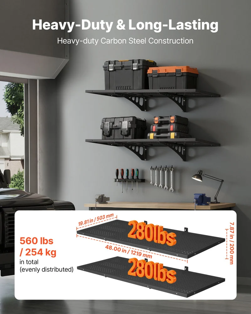 Estante de pared para garaje VEVOR 2 0,5 x 1,22 m 1,64 4 122