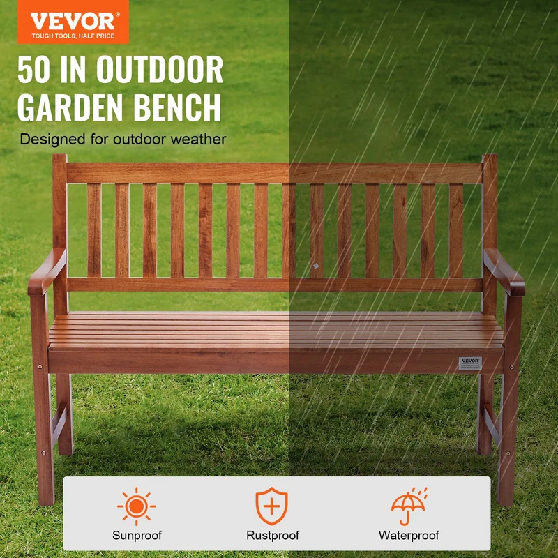 Banca de exterior VEVOR 127 cm 50 pulgadas madera 363 kg 800